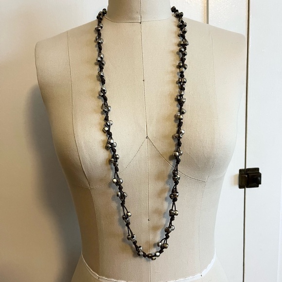 UNO de 50 Leather Silver Beaded Necklace